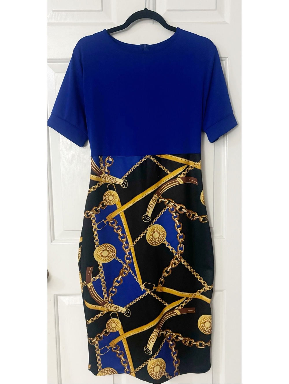 BOGURST Women's Midi Bodycon Dress Work Casual Cute Blue/Black,Gold Pencil Dress